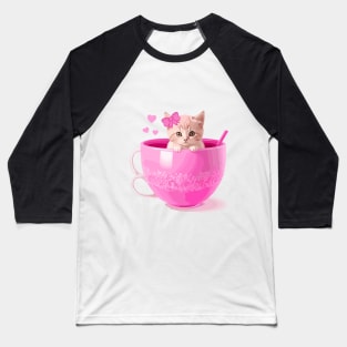 Cute kitten in a cup Baseball T-Shirt